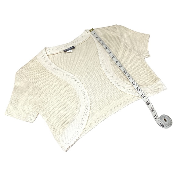 Gabriel New York Cream Short Sleeves Solid Open Front Crop Vest/Top Size S - Picture 6 of 11